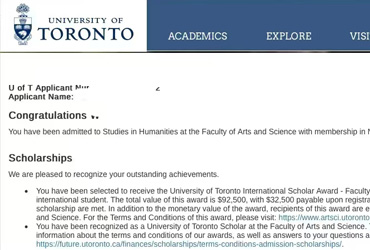 加拿大第一名多伦多大学录取一枚